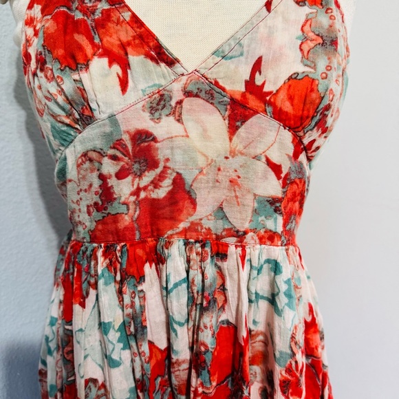 Funky People Women Floral V-Neck Oversized Maxi Lined Dress Size S 100% Cotton - Picture 4 of 11